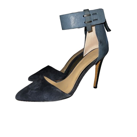 Joe's Teal Blue Gray Suede Leather Stiletto Heels Size 6.5 - Picture 1 of 8